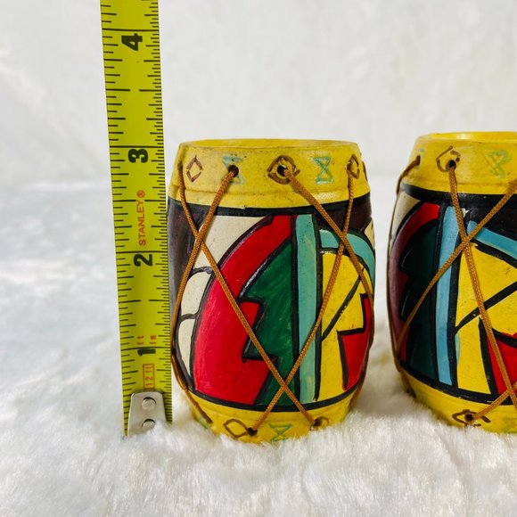 Vintage Native American Indian Design Tom Tom Drum Salt and Pepper Shakers HTF - Picture 7 of 7